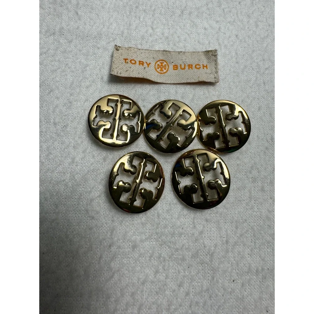 Tory Burch Buttons Women Gold Logo Cutout Replacement Set of 5 Shank